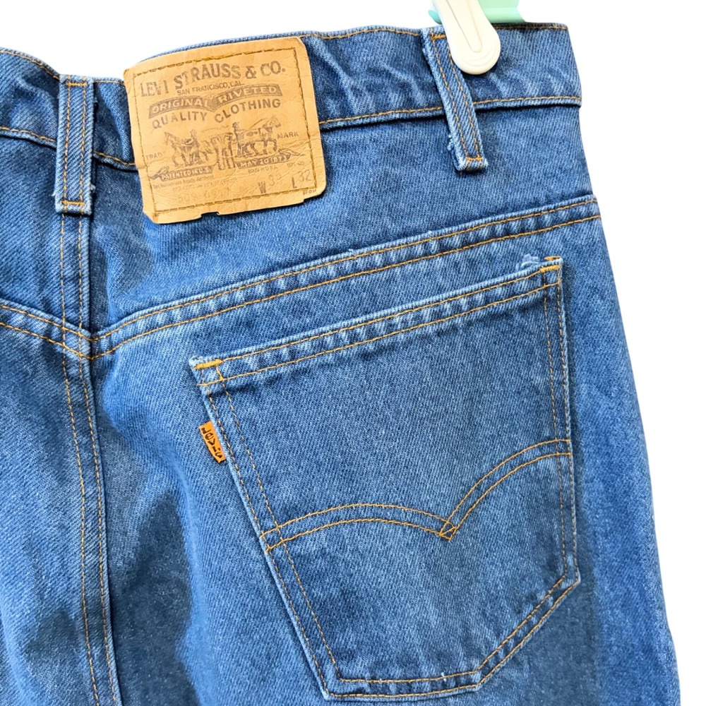 Vintage Levis 509 Orange Tab Jeans Mens 38x32 Dark Wash Straight Leg Made in USA